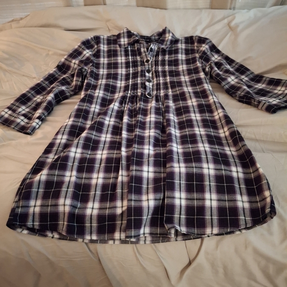 Apt. 9 Womn's Purple and White Plaid Button Down Mini Dress - Picture 3 of 9